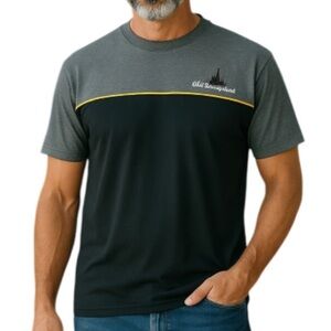 Vintage Walt Disney World Mens Golf Tee 2 Tone Gray Embroidered Logo Crewneck L